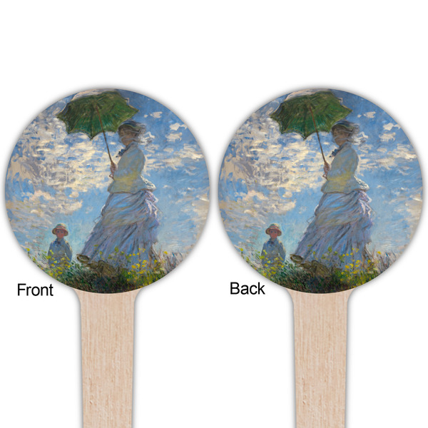 Promenade Woman by Claude Monet Wooden 4" Food Pick - Round - Double Sided - Front & Back
