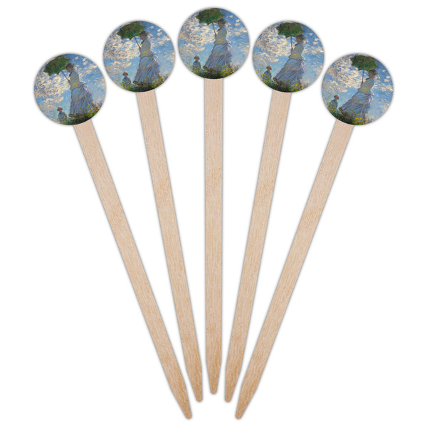 Promenade Woman by Claude Monet Wooden 6" Food Pick - Round - Fan View