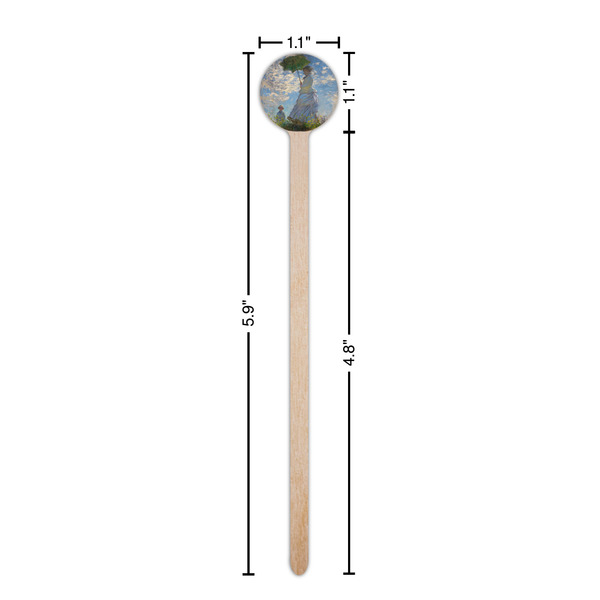 Promenade Woman by Claude Monet Wooden 6" Stir Stick - Round - Dimensions