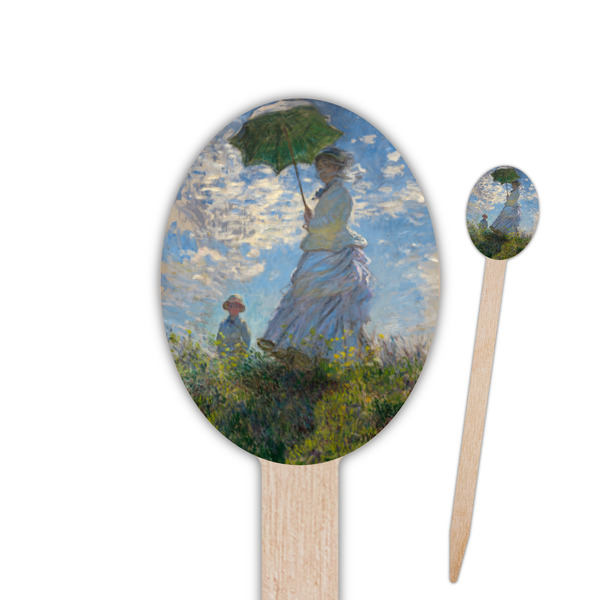 Custom Promenade Woman by Claude Monet Oval Wooden Food Picks - Single Sided