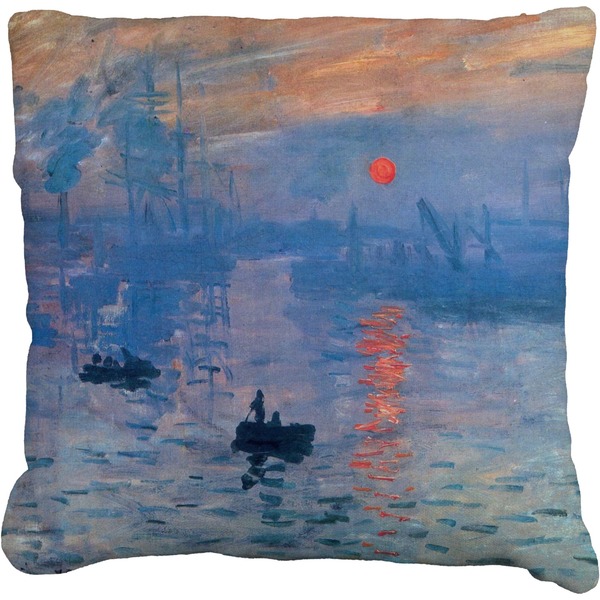 Custom Impression Sunrise by Claude Monet Faux-Linen Throw Pillow 16"