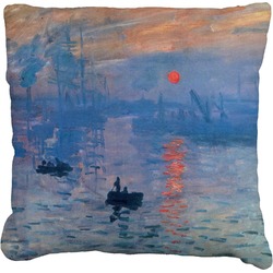 Impression Sunrise by Claude Monet Faux-Linen Throw Pillow 18"