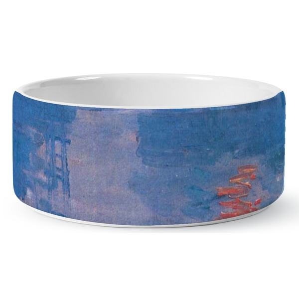 Custom Impression Sunrise by Claude Monet Ceramic Dog Bowl - Large