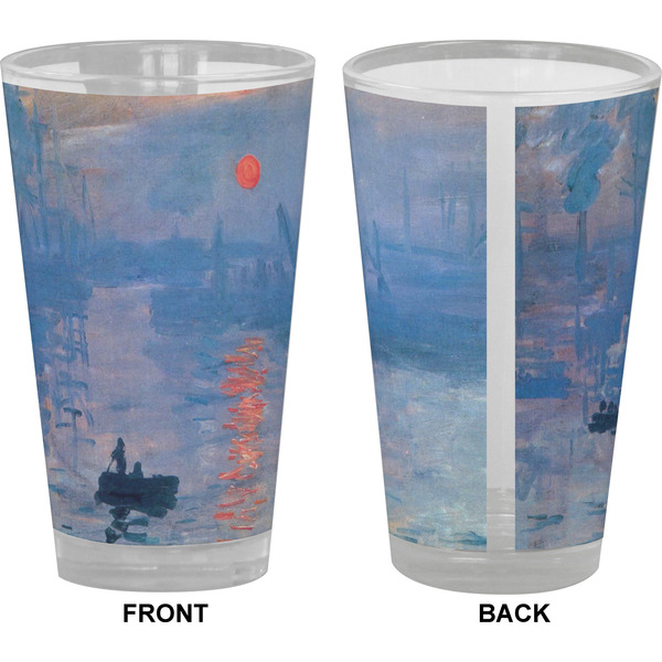 Impression Sunrise by Claude Monet Pint Glass - Full Color - Front & Back Views
