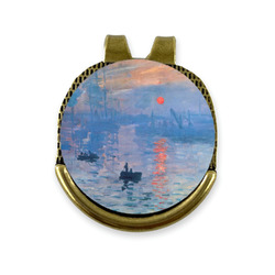 Impression Sunrise by Claude Monet Golf Ball Marker - Hat Clip - Gold