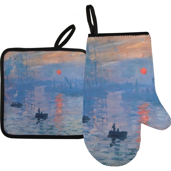 Custom Impression Sunrise by Claude Monet Right Oven Mitt & Pot Holder Set