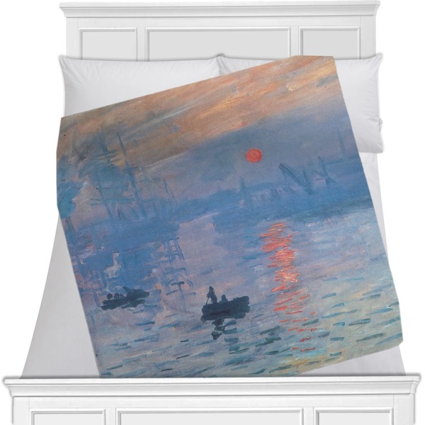 Custom Impression Sunrise by Claude Monet Minky Blanket - 40"x30" - Single Sided