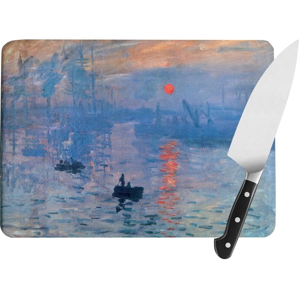 Custom Impression Sunrise by Claude Monet Rectangular Glass Cutting Board - Large - 15.25"x11.25"