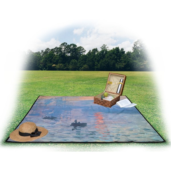 Impression Sunrise Picnic Blanket - with Basket Hat and Book - in Use
