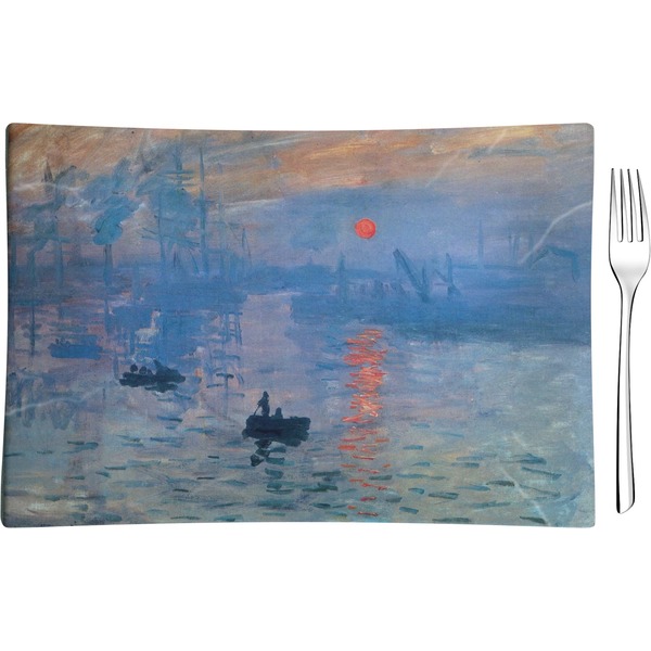 Custom Impression Sunrise by Claude Monet Rectangular Glass Appetizer / Dessert Plate - Single or Set