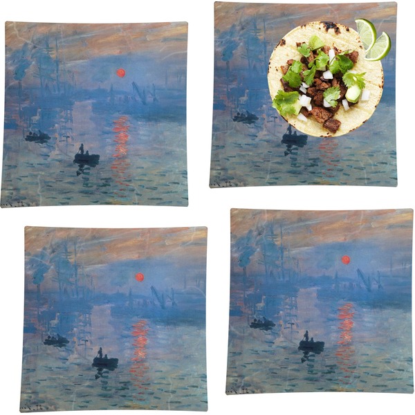Custom Impression Sunrise Set of 4 Glass Square Lunch / Dinner Plate 9.5"