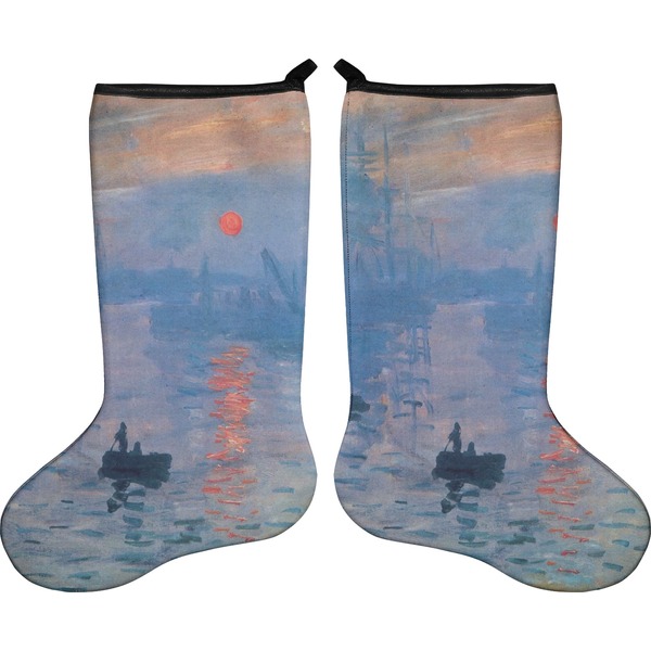 Custom Impression Sunrise by Claude Monet Holiday Stocking - Double-Sided - Neoprene