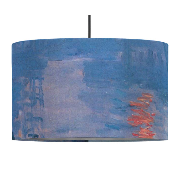Custom Impression Sunrise by Claude Monet 12" Drum Pendant Lamp - Fabric
