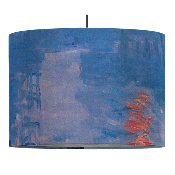 Custom Impression Sunrise by Claude Monet 16" Drum Pendant Lamp - Fabric