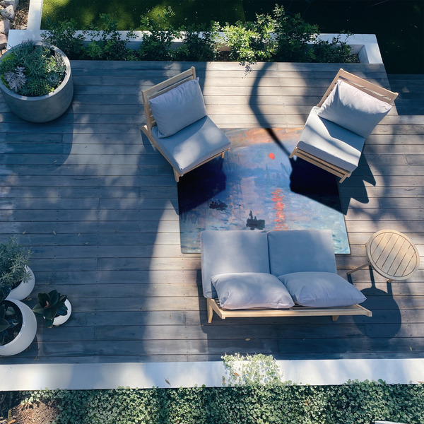 Impression Sunrise by Claude Monet 5'x7' Patio Rug - In context