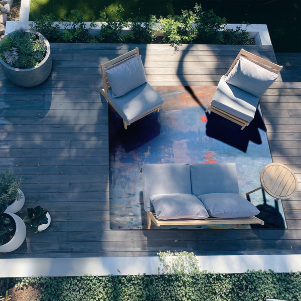 Impression Sunrise by Claude Monet 8'x10' Patio Rug - In context