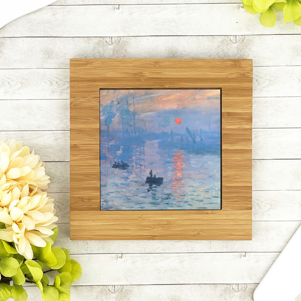 Impression Sunrise by Claude Monet Bamboo Trivet with 6" Tile - LIFESTYLE