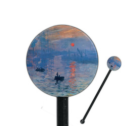 Impression Sunrise by Claude Monet 5.5" Round Plastic Stir Sticks - Black - Single Sided