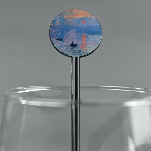 Impression Sunrise by Claude Monet Black Plastic 5.5" Stir Stick - Round - Main