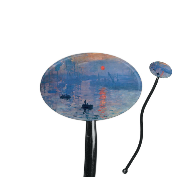 Custom Impression Sunrise by Claude Monet 7" Oval Plastic Stir Sticks - Black - Double Sided