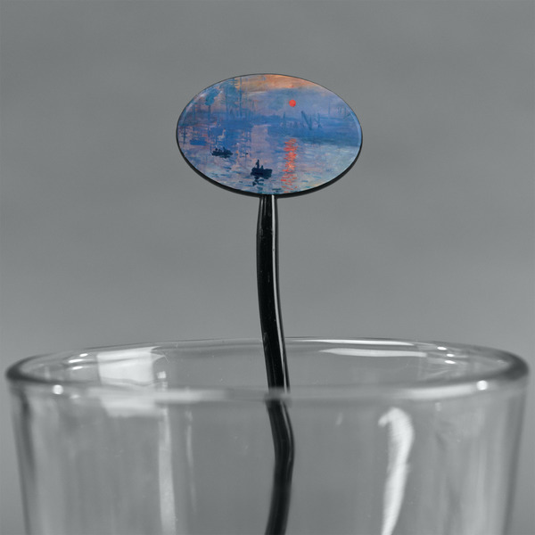 Impression Sunrise by Claude Monet Black Plastic 7" Stir Stick - Oval - Main