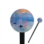 Impression Sunrise by Claude Monet 7" Round Plastic Stir Sticks - Black - Double Sided