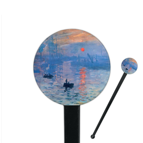 Custom Impression Sunrise by Claude Monet 7" Round Plastic Stir Sticks - Black - Single Sided