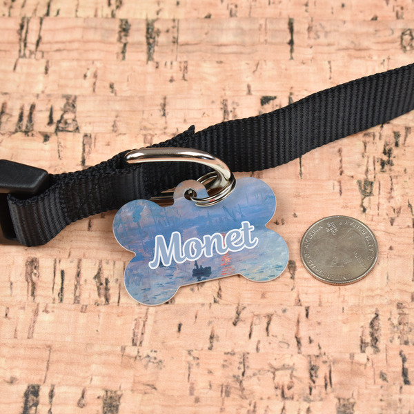 Impression Sunrise by Claude Monet Bone Shaped Dog ID Tag - Large - In Context
