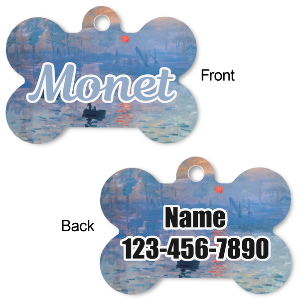 Impression Sunrise by Claude Monet Bone Shaped Dog Tag - Front & Back