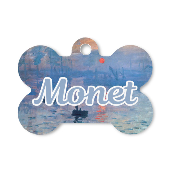 Custom Impression Sunrise by Claude Monet Bone Shaped Dog ID Tag - Small