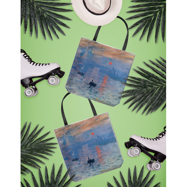 Impression Sunrise by Claude Monet Canvas Tote Lifestyle Front and Back- 13x13