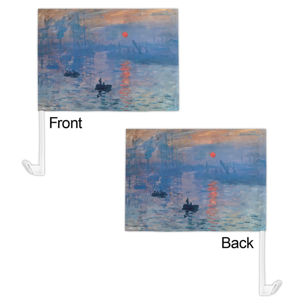 Impression Sunrise by Claude Monet Car Flag - 11" x 8" - Front & Back View