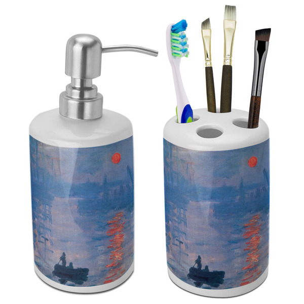 Custom Impression Sunrise by Claude Monet Ceramic Bathroom Accessories Set