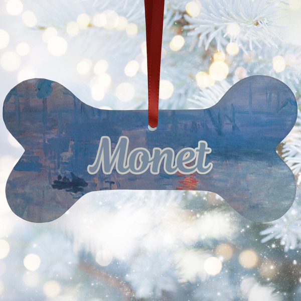 Custom Impression Sunrise by Claude Monet Ceramic Dog Ornament