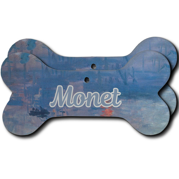 Custom Impression Sunrise by Claude Monet Ceramic Dog Ornament - Front & Back