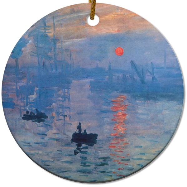 Custom Impression Sunrise by Claude Monet Round Ceramic Ornament