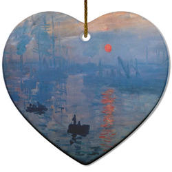 Impression Sunrise by Claude Monet Heart Ceramic Ornament