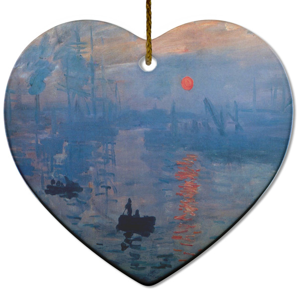 Custom Impression Sunrise by Claude Monet Heart Ceramic Ornament