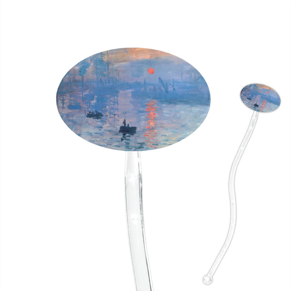Custom Impression Sunrise by Claude Monet 7" Oval Plastic Stir Sticks - Clear