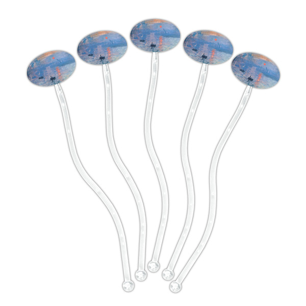 Impression Sunrise by Claude Monet Clear Plastic 7" Stir Stick - Oval - Fan