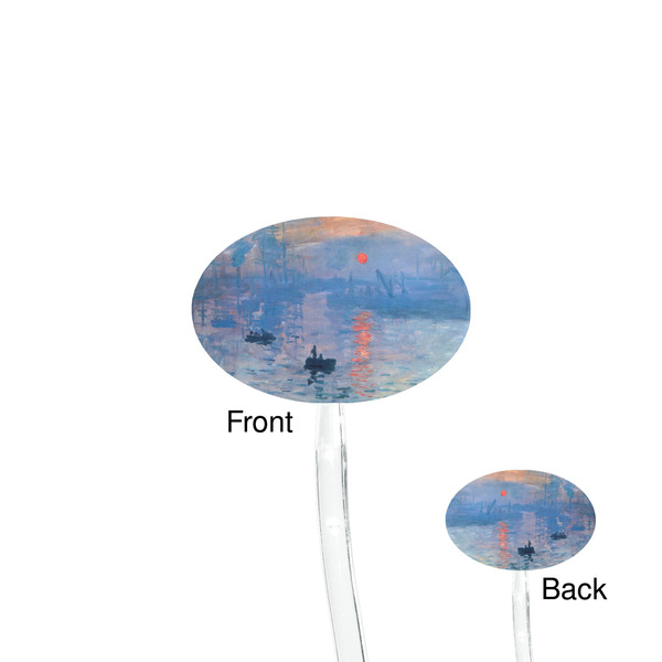 Impression Sunrise by Claude Monet Clear Plastic 7" Stir Stick - Oval - Front & Back