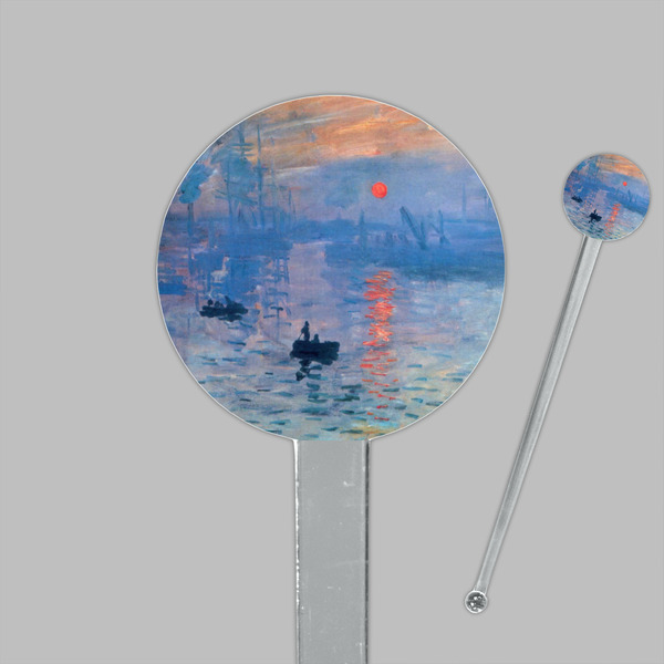 Impression Sunrise by Claude Monet Clear Plastic 7" Stir Stick - Round - Closeup