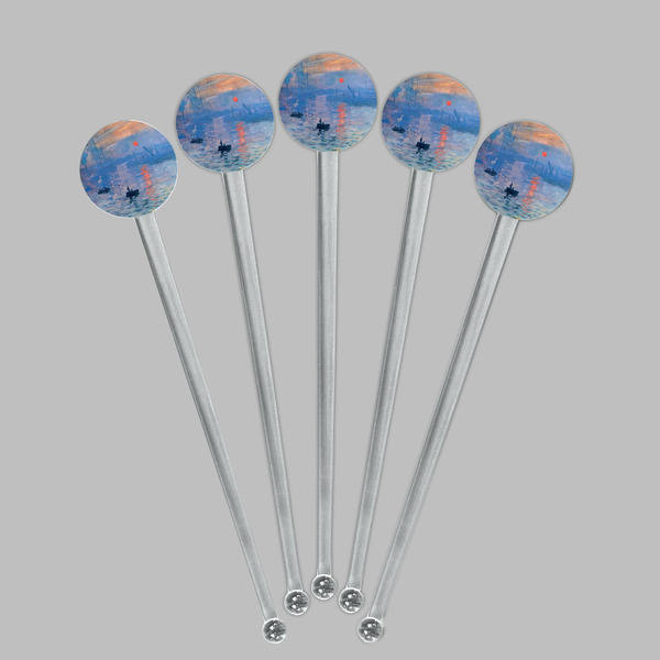 Impression Sunrise by Claude Monet Clear Plastic 7" Stir Stick - Round - Fan View