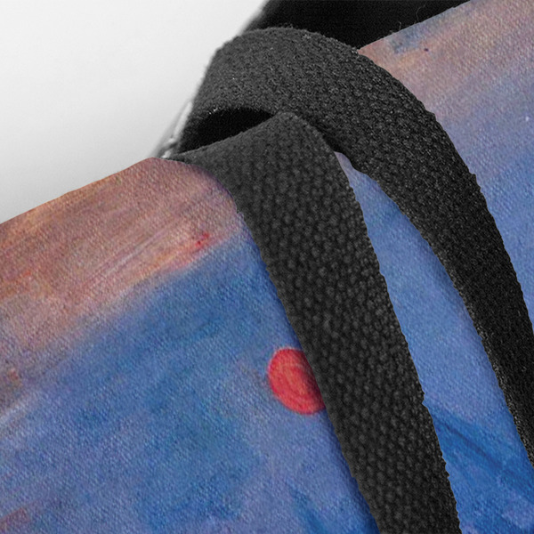 Impression Sunrise by Claude Monet Closeup of Tote w/Black Handles
