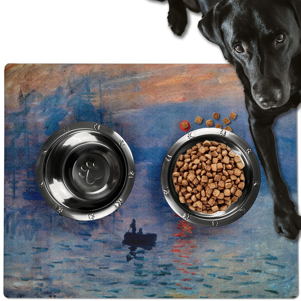 Custom Impression Sunrise by Claude Monet Dog Food Mat - Large