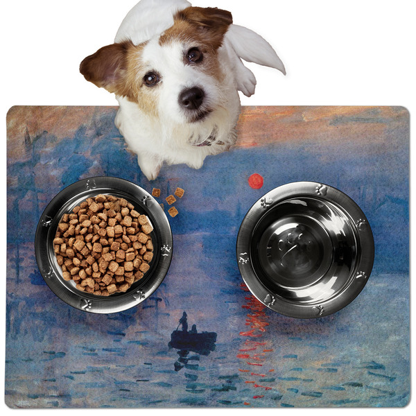 Custom Impression Sunrise by Claude Monet Dog Food Mat - Medium