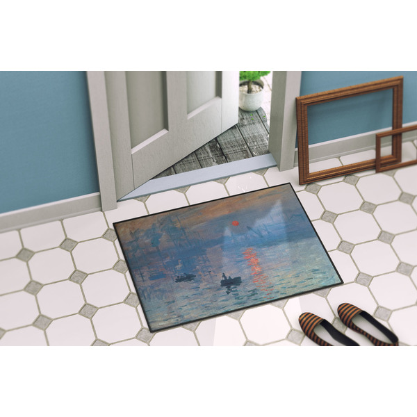 Impression Sunrise by Claude Monet Door Mat Lifestyle