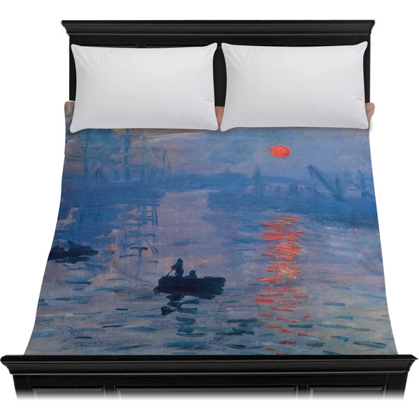 Impression Sunrise by Claude Monet Duvet Cover - Queen - On Bed - No Prop