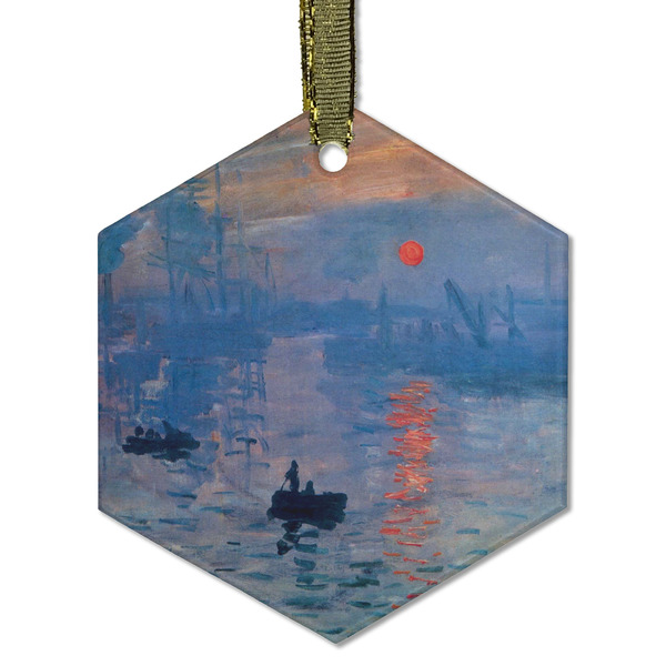 Custom Impression Sunrise by Claude Monet Flat Glass Ornament - Hexagon