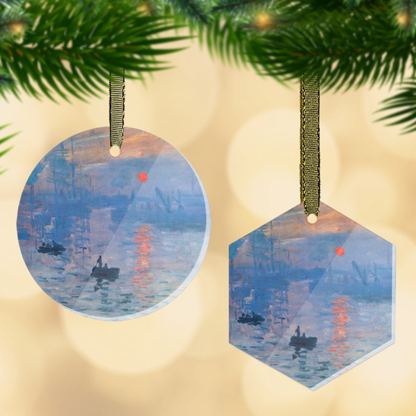 Custom Impression Sunrise by Claude Monet Flat Glass Ornament